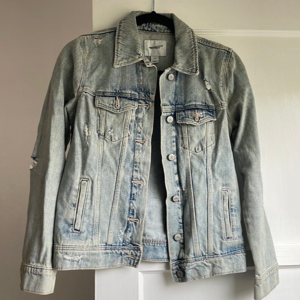 Distressed jean jacket